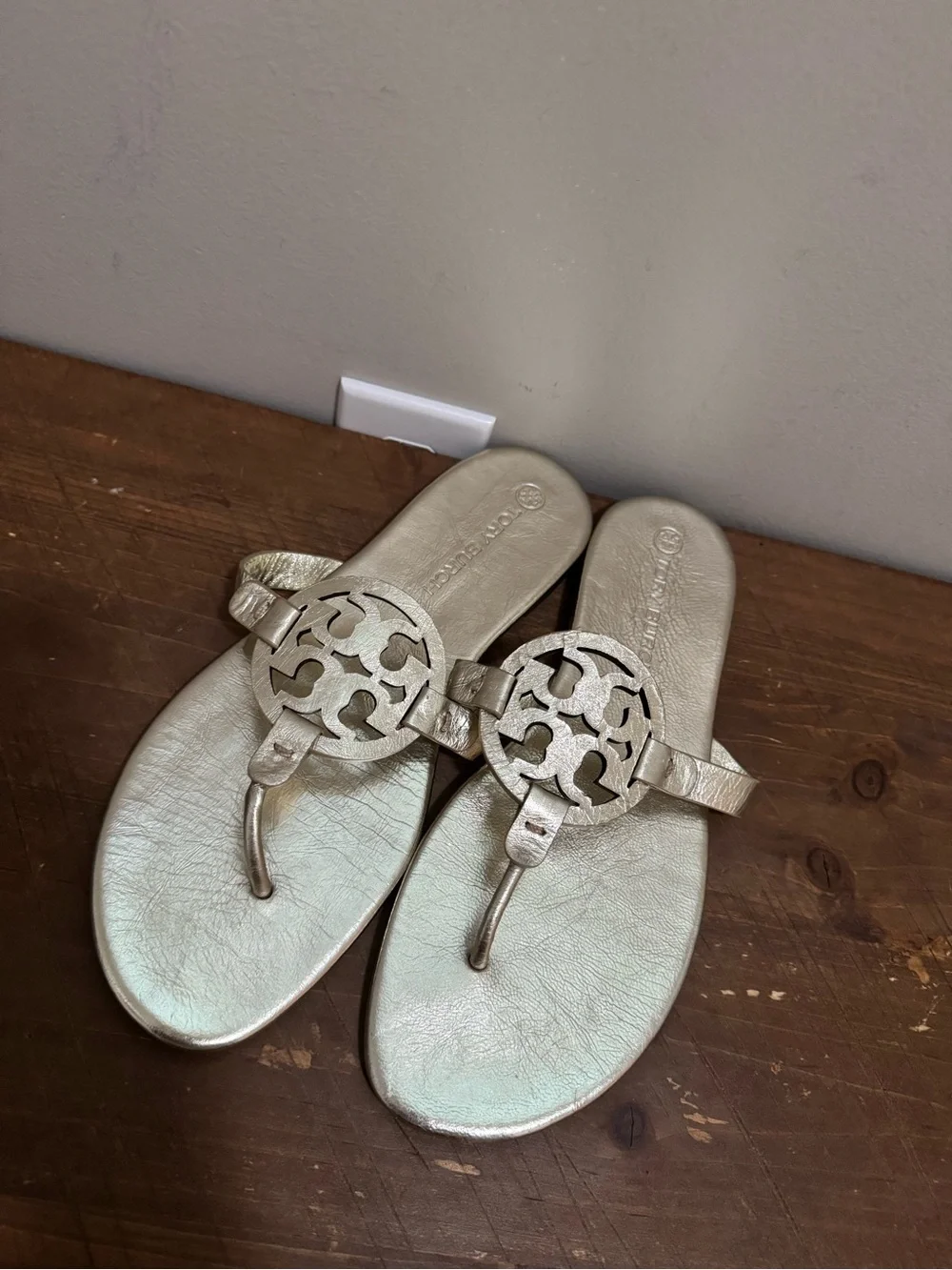 Tory Burch Miller Sandals Gold Metallic Size 10.5